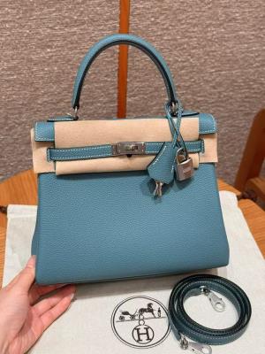 cheap quality Hermes Kelly 25 Togo Blue Jean PHW